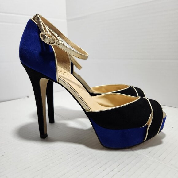 Ivanka Trump Kyra2 Peep-toe Suede Platform High Heels - Picture 3 of 11